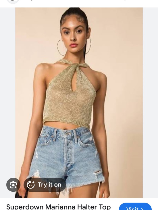 superdown Tops - Superdown Marianna halter top gold knit